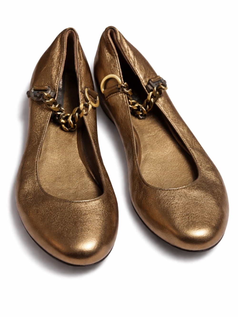 Rachel Zoe Metallic Bronze Chain Ballet Flats